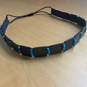 Black leather with turquoise bedding head band